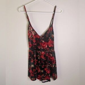 Fragile crushed velvet floral romper